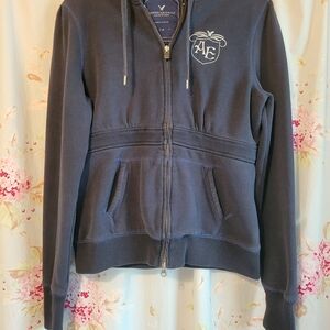 Unique American Eagle Navy Zip Hoodie Size L